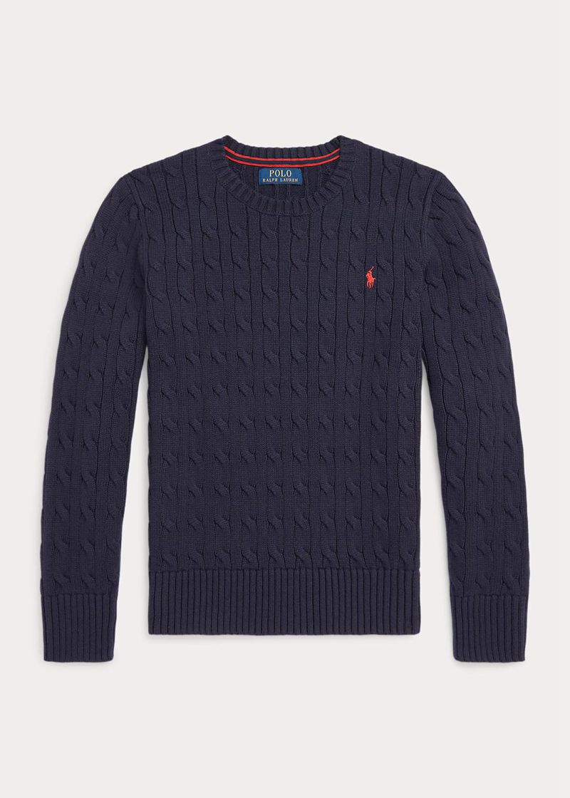 Sueter Ralph Lauren Niño 6-14 Años Cable-Knit Cotton Jumper Chile Azul Marino VUHGY-7205